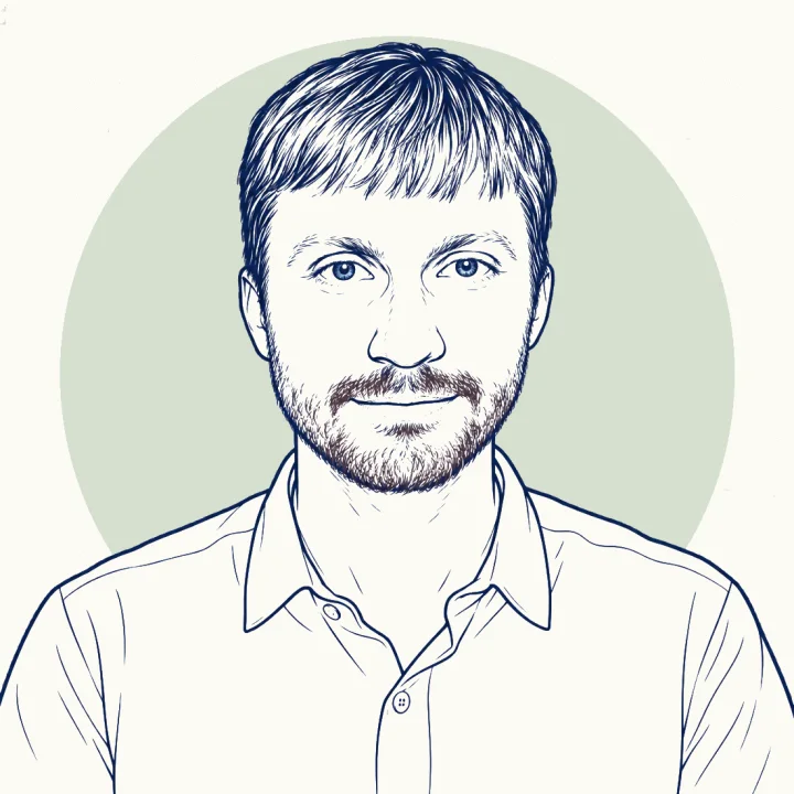 Illustrated portrait of Viktor Vyushin